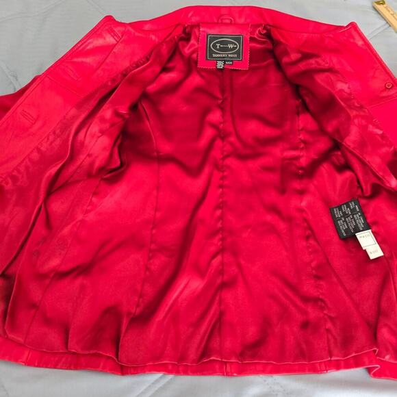 VTG 80s 90s Women’s Red Leather Jacket Sz S Grunge Streetwear Retro Y2K Festival - Picture 9 of 10